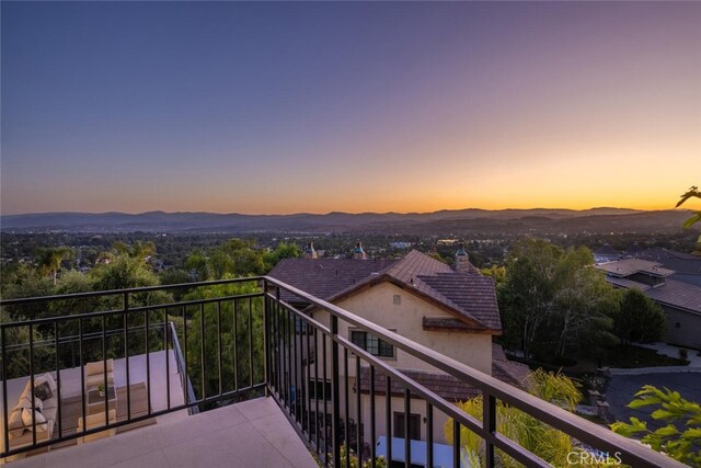 23835 Bella Vista Dr, Newhall, CA 91321 - balcony at dusk featuring a mountain view
