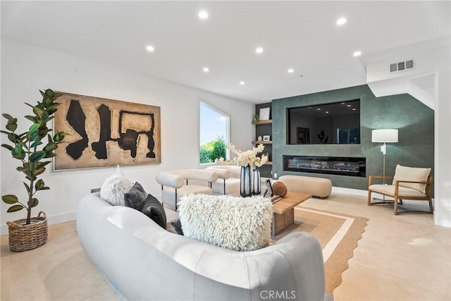23835 Bella Vista Dr, Newhall, CA 91321 - living area with recessed lighting and a glass covered fireplace