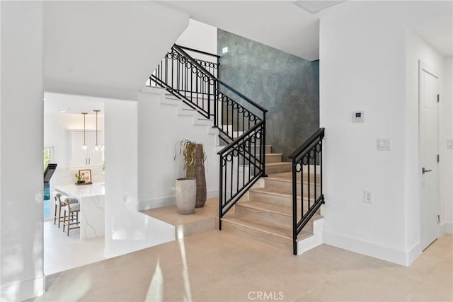 23835 Bella Vista Dr, Newhall, CA 91321 - stairs featuring baseboards and tile patterned flooring