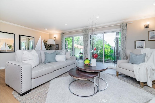 3438 Bahia Blanca W Unit B, Laguna Woods, CA 92637 - living area featuring ornamental molding and wood finished floors