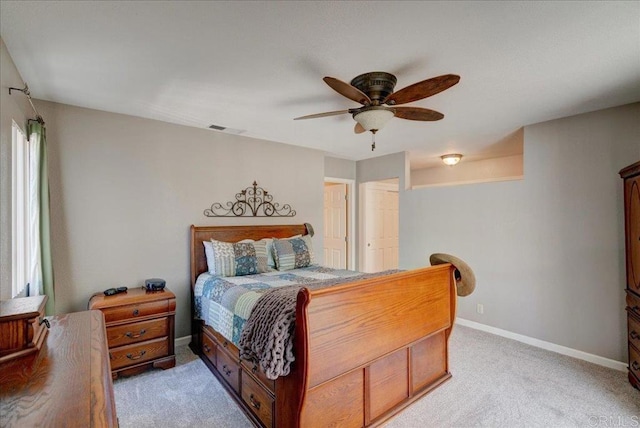 221 E Old Julian Hwy, Ramona, CA 92065 - bedroom with light colored carpet, baseboards, and a ceiling fan