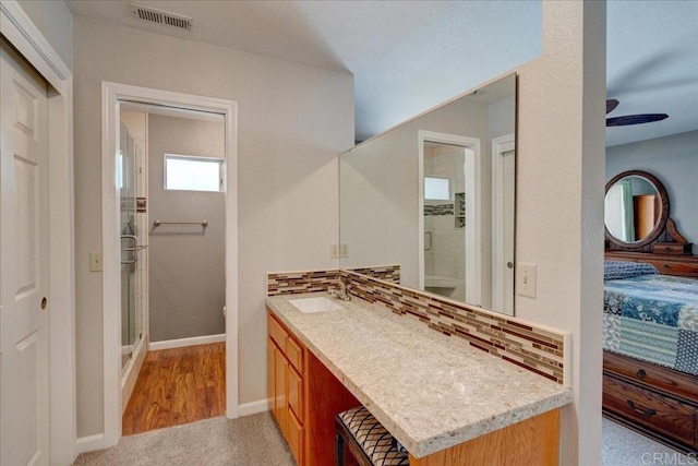221 E Old Julian Hwy, Ramona, CA 92065 - ensuite bathroom with vanity, a shower stall, and baseboards