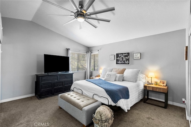 22565 Pecan Pl, Saugus, CA 91390 - bedroom with lofted ceiling, carpet, baseboards, and a ceiling fan