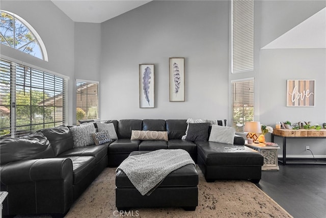22565 Pecan Pl, Saugus, CA 91390 - living room with a high ceiling and wood finished floors
