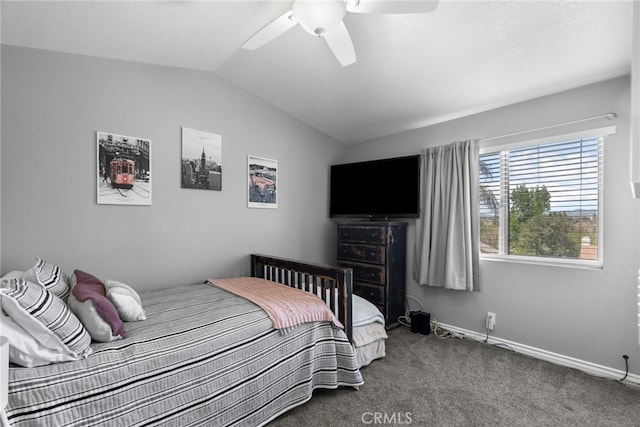 22565 Pecan Pl, Saugus, CA 91390 - bedroom featuring lofted ceiling, carpet flooring, ceiling fan, and baseboards