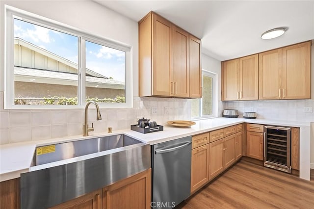 20853 Moonlake St, Diamond Bar, CA 91789 - kitchen featuring wine cooler, dishwasher, a sink, and decorative backsplash