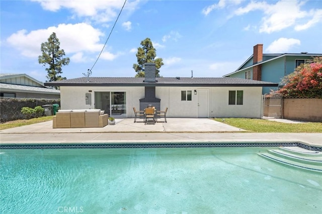 20853 Moonlake St, Diamond Bar, CA 91789 - back of property with a patio, stucco siding, outdoor lounge area, and a chimney