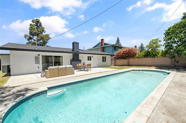 20853 Moonlake St, Diamond Bar, CA 91789 - view of pool featuring a patio area, an outdoor living space, and cooling unit