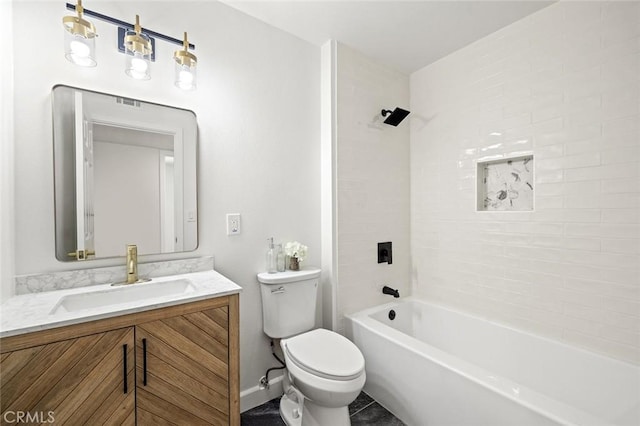 20853 Moonlake St, Diamond Bar, CA 91789 - bathroom featuring toilet, vanity, and shower / bath combination