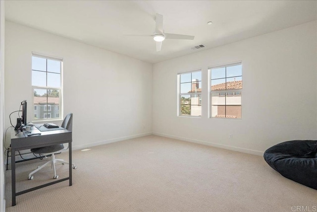 4366 Pacifica Way Unit 5, Oceanside, CA 92056 - office with plenty of natural light, light carpet, ceiling fan, and baseboards
