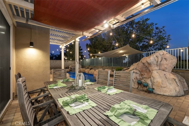 22581 Summerfield, Mission Viejo, CA 92692 - patio at twilight featuring outdoor dining area, a fenced backyard, and a wooden deck