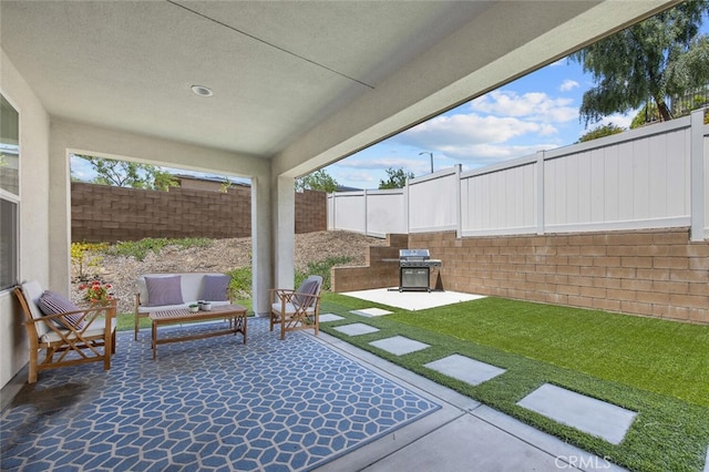 18171 Hedgerow Way, Saugus, CA 91350 - fenced backyard featuring a patio area and area for grilling