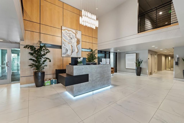 425 W Beech St Unit 1251, San Diego, CA 92101 - reception area with a towering ceiling and a chandelier