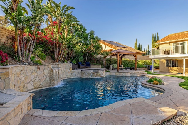 28367 Mount Stephen Ave, Canyon Country, CA 91387 - view of swimming pool with a gazebo, a patio area, and a pool with connected hot tub