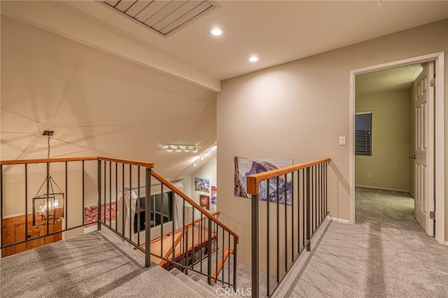 28367 Mount Stephen Ave, Canyon Country, CA 91387 - staircase featuring carpet and recessed lighting