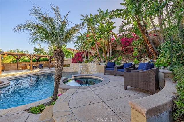 28367 Mount Stephen Ave, Canyon Country, CA 91387 - view of swimming pool featuring an in-ground hot tub, a patio area, and a fenced backyard