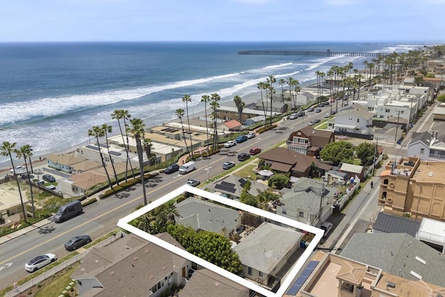 618 S Pacific St, Oceanside, CA 92054 - aerial perspective of suburban area with property boundaries highlighted and waterfront with a beach