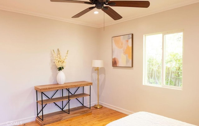 14816 Covello St, Van Nuys, CA 91405 - bedroom featuring multiple windows, wood finished floors, baseboards, ornamental molding, and recessed lighting