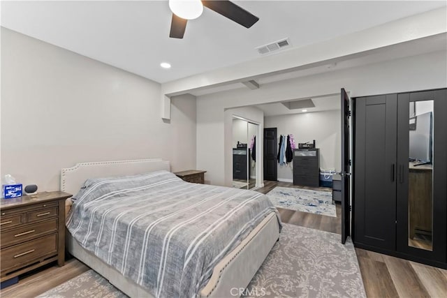1422 S Exmoor Ave, Compton, CA 90220 - bedroom featuring wood finished floors, ceiling fan, and recessed lighting
