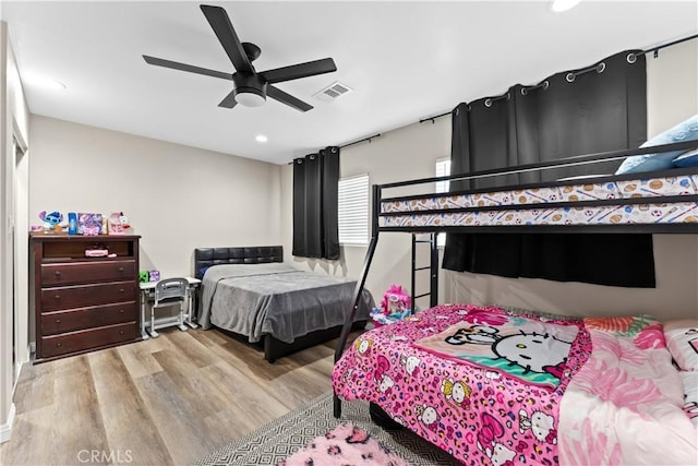 1422 S Exmoor Ave, Compton, CA 90220 - bedroom featuring wood finished floors, recessed lighting, and ceiling fan