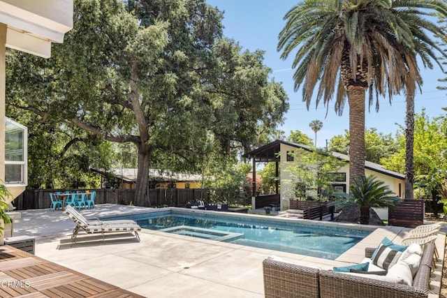 448 W Montecito Ave, Sierra Madre, CA 91024 - view of swimming pool featuring a patio and a pool with connected hot tub