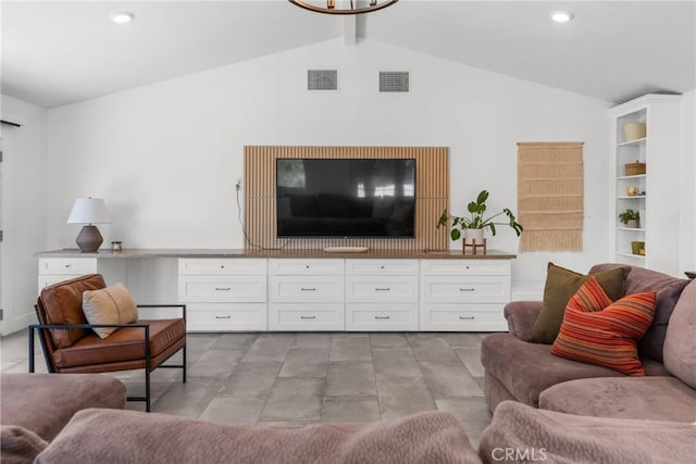 4674 Norton Pl, Riverside, CA 92506 - living area featuring lofted ceiling and recessed lighting