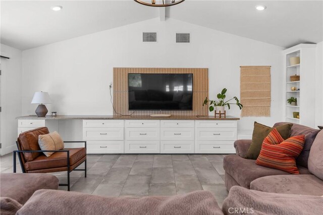 4674 Norton Pl, Riverside, CA 92506 - living room with vaulted ceiling and recessed lighting