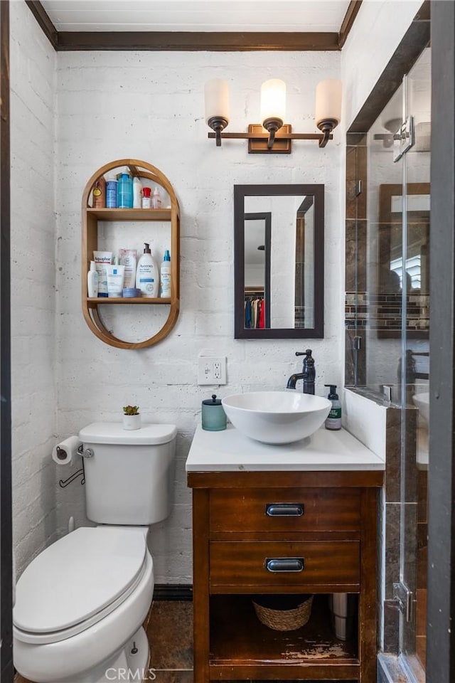 4674 Norton Pl, Riverside, CA 92506 - bathroom with vanity, toilet, and a shower stall