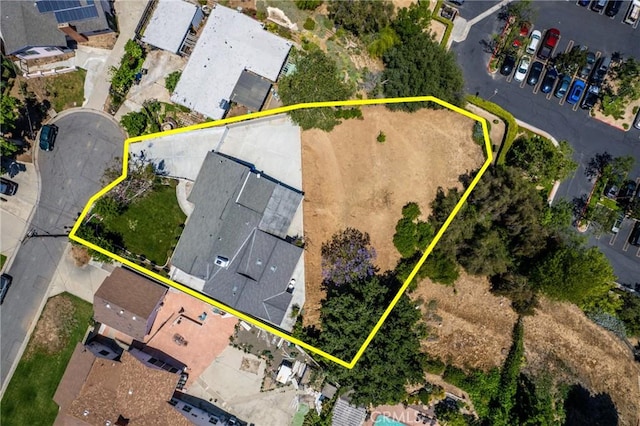 4674 Norton Pl, Riverside, CA 92506 - aerial perspective of suburban area with property boundaries highlighted