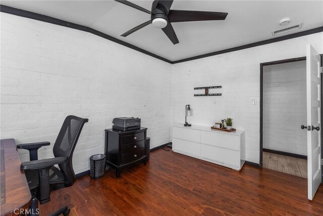 4674 Norton Pl, Riverside, CA 92506 - home office with ceiling fan, vaulted ceiling, and wood finished floors