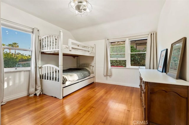 967 W 2nd Ave, Escondido, CA 92025 - bedroom featuring lofted ceiling, baseboards, light wood-style flooring, and multiple windows