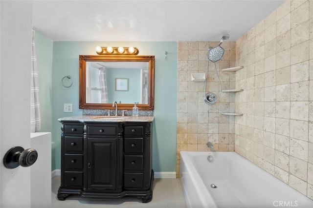 967 W 2nd Ave, Escondido, CA 92025 - bathroom featuring vanity, shower / washtub combination, tile patterned floors, and baseboards