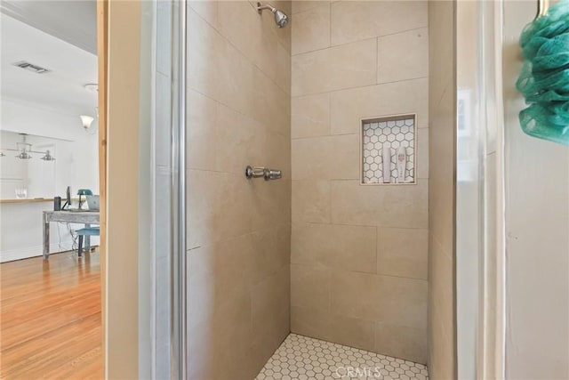 11900 Covello St, North Hollywood, CA 91605 - bathroom with a stall shower and wood finished floors