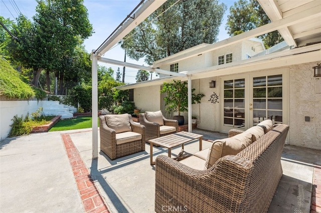 4950 Dunman Ave, Woodland Hills, CA 91364 - view of patio with outdoor lounge area and french doors