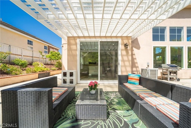 2902 Easton Pl, Rowland Heights, CA 91748 - balcony with an outdoor hangout area, a pergola, and area for grilling