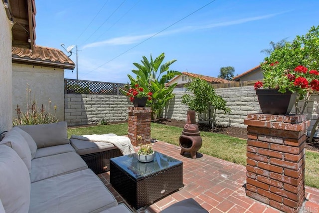 4736 Dalea Pl, Oceanside, CA 92057 - fenced backyard with an outdoor living space and a patio area
