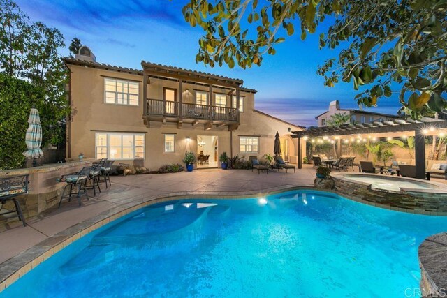 7845 Caminito Camelia, San Diego, CA 92127 - view of swimming pool featuring a pergola, a patio, and a pool with connected hot tub