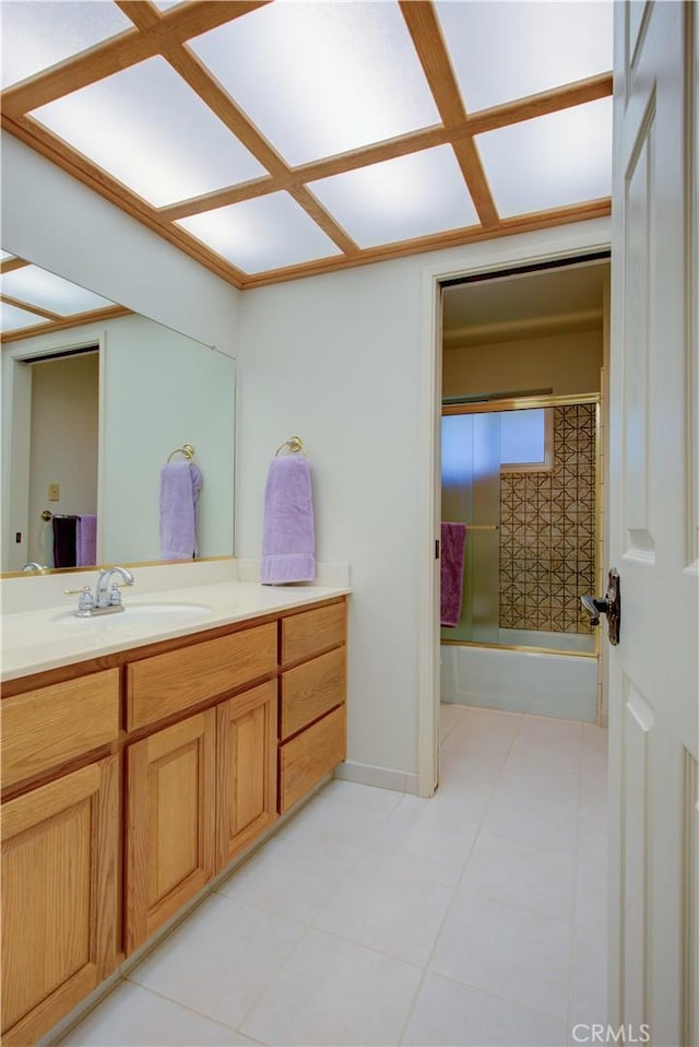 1375 San Gabriel Way, Merced, CA 95340 - full bathroom featuring vanity,  shower combination, tile patterned flooring, and baseboards
