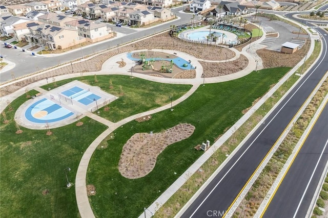 2544 Gunner Ridge Way, Rialto, CA 92377 - aerial view of property and surrounding area featuring nearby suburban area and a pool area