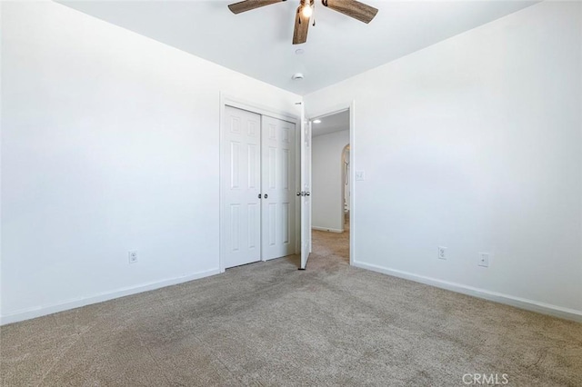 1587 N Strada Way, Clovis, CA 93619 - unfurnished bedroom featuring light colored carpet, a closet, and ceiling fan
