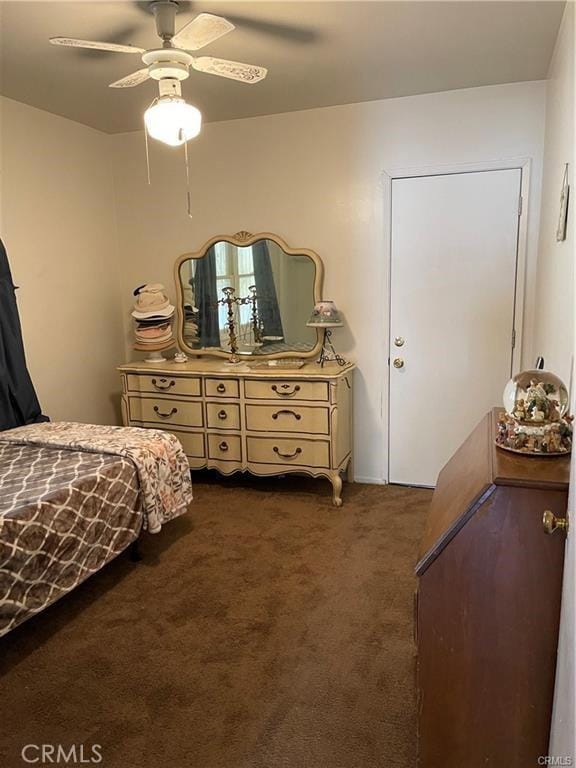 811 Walnut, Colton, CA 92324 - bedroom with dark colored carpet and a ceiling fan