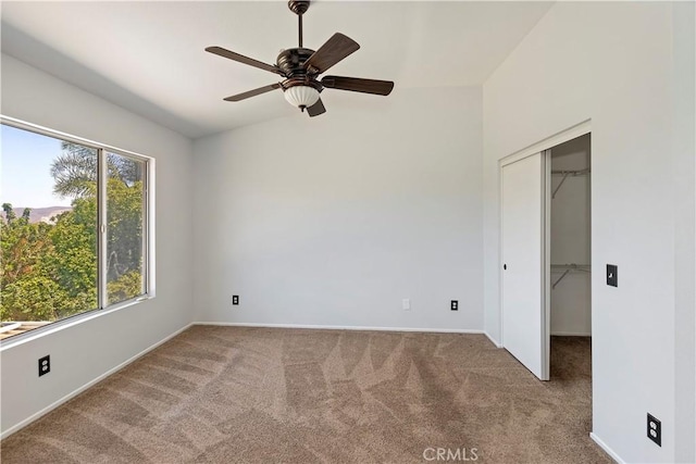 1825 Duncan Way, Corona, CA 92881 - spare room with carpet floors, a ceiling fan, baseboards, and lofted ceiling