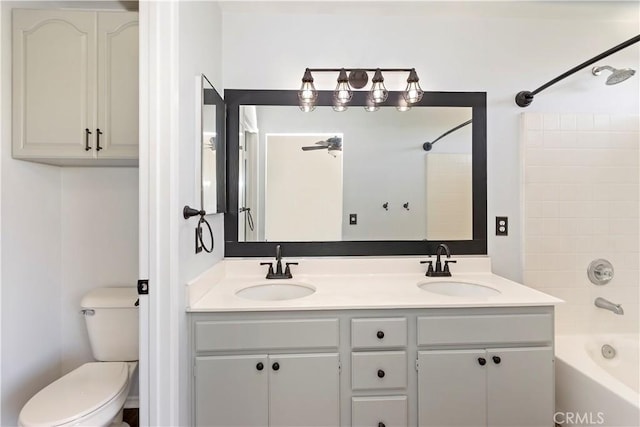 1825 Duncan Way, Corona, CA 92881 - bathroom with double vanity, shower / tub combination, and toilet