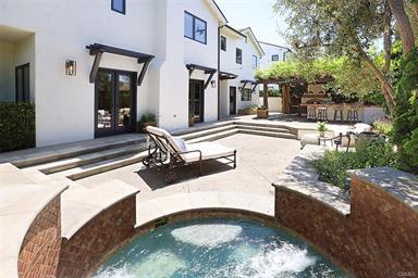 411 Snug Harbor Rd, Newport Beach, CA 92663 - view of swimming pool with a hot tub, a patio, french doors, and a bar
