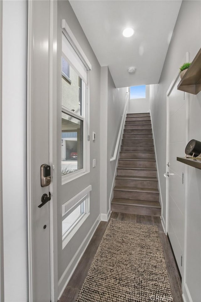 1639 Bridgewater Way, Costa Mesa, CA 92627 - staircase featuring wood finished floors and baseboards