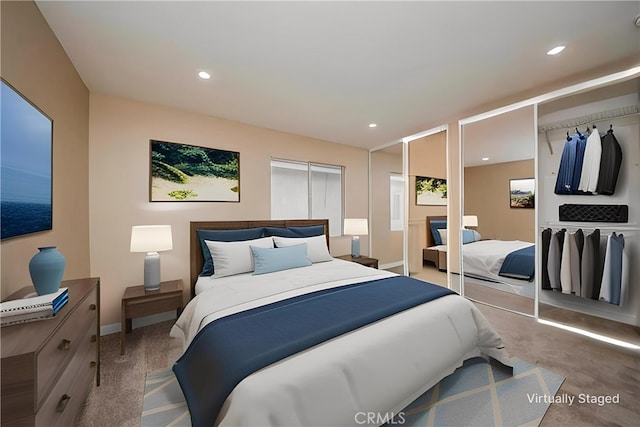 5338 S Chariton Ave, Ladera Heights, CA 90056 - bedroom featuring carpet, multiple closets, and recessed lighting