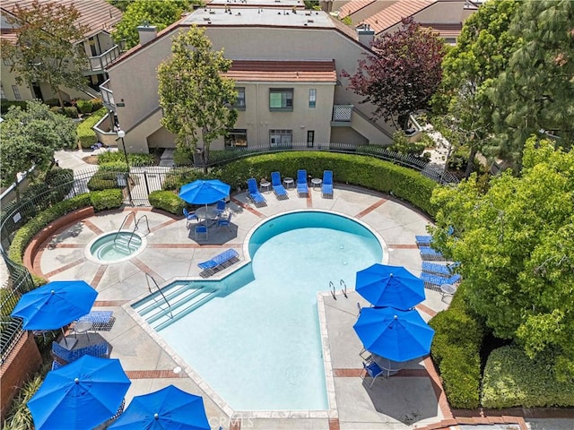 3501 W Greentree Cir Unit F, Anaheim, CA 92804 - community pool featuring a hot tub and a patio