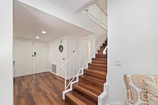 770 Libby Dr, Riverside, CA 92507 - entrance foyer featuring wood finished floors, stairway, and recessed lighting