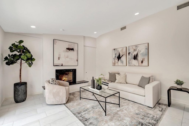 4103 Corral Canyon Rd, Bonita, CA 91902 - tiled living room with recessed lighting and a warm lit fireplace