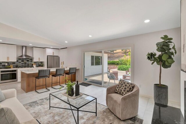 4103 Corral Canyon Rd, Bonita, CA 91902 - living room featuring lofted ceiling and recessed lighting